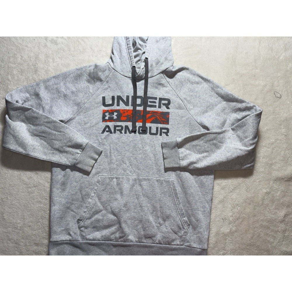 Under Armour Orange Camo Strip Hoodie Sweatshirt Size M Loose Fit - Picture 2 of 8